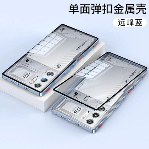 Mandotos RedMagic 9S Pro transparent acrylic case with sleek metal frame for protection and a modern look.