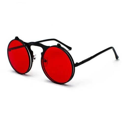 Mandotos Retro Flip Steampunk Shades with tinted lenses and vintage-inspired metal frame for a stylish, unique look.