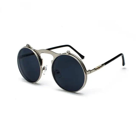Mandotos Retro Flip Steampunk Shades with bronze frames and tinted lenses, featuring a vintage steampunk design.