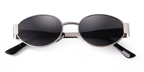 Mandotos retro metal frame pilot oval sunglasses with green lenses, vintage 90s style, suitable for men and women, UV protected.