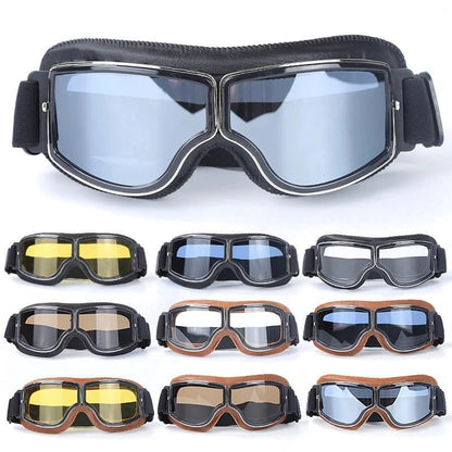 Mandotos retro windproof motorcycle glasses with tinted lenses, designed for stylish protection on open-road rides.