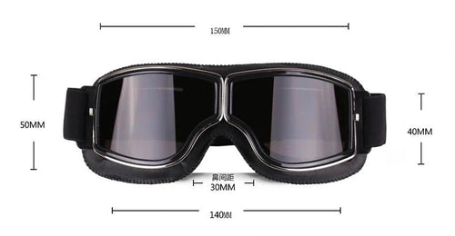 Mandotos retro windproof motorcycle glasses with tinted lenses, designed for stylish protection while riding.