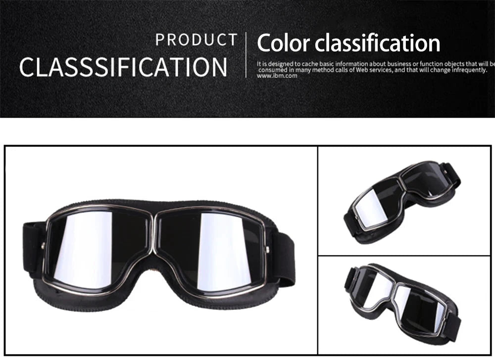 Mandotos retro windproof motorcycle glasses with tinted lenses, designed for stylish riding and wind protection on the open road.