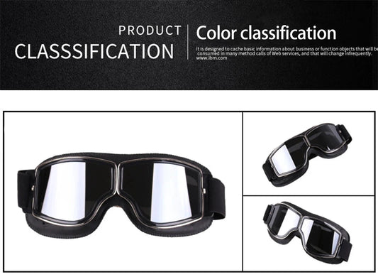 Mandotos retro windproof motorcycle glasses with tinted lenses, designed for stylish riding and wind protection on the open road.