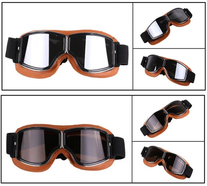 Mandotos retro windproof motorcycle glasses with tinted lenses, designed for open-road riding and stylish protection.