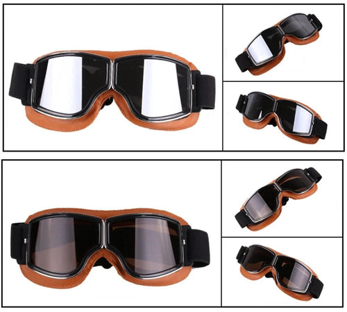 Mandotos retro windproof motorcycle glasses with tinted lenses, designed for open-road riding and stylish protection.