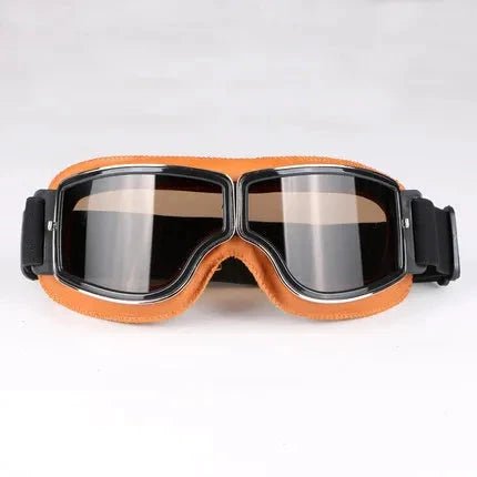 Mandotos retro windproof motorcycle glasses with dark lenses, designed for stylish protection on the open road.