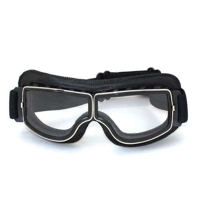 Retro windproof motorcycle glasses by MANDOTOS with tinted lenses and a stylish frame, designed for open-road riding.