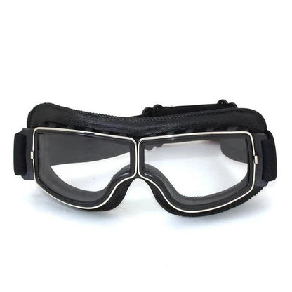 Retro windproof motorcycle glasses by MANDOTOS with tinted lenses and a stylish frame, designed for open-road riding.