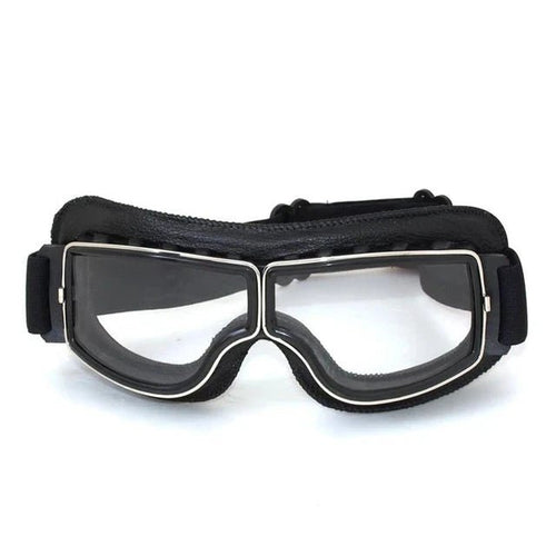 Retro windproof motorcycle glasses by MANDOTOS with tinted lenses and a stylish frame, designed for open-road riding.