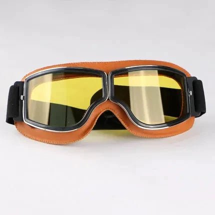 Mandotos retro windproof motorcycle glasses with tinted lenses and sturdy frame, designed for stylish protection while riding.
