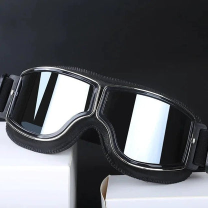 Mandotos retro windproof motorcycle glasses with tinted lenses, designed for stylish protection while riding outdoors.