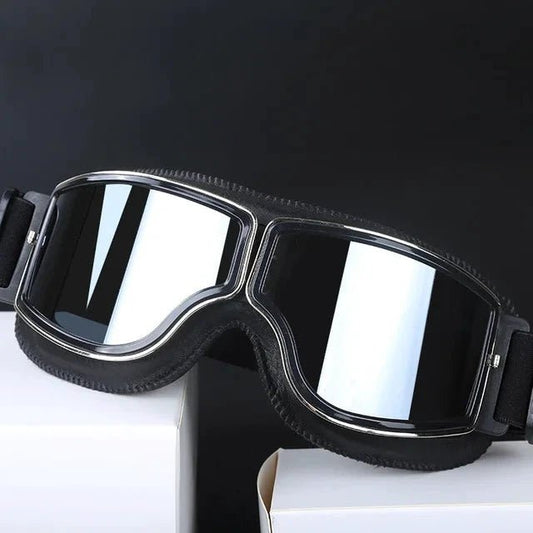 Mandotos retro windproof motorcycle glasses with tinted lenses, designed for stylish protection while riding outdoors.