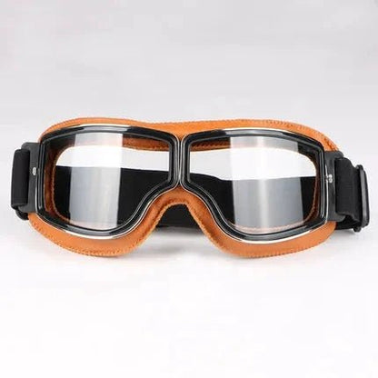 Mandotos retro windproof motorcycle glasses with dark tinted lenses and sturdy frame, ideal for open-road riding.