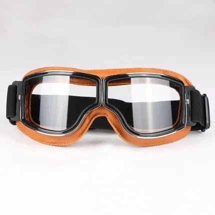 Mandotos retro windproof motorcycle glasses with dark tinted lenses and sturdy frame, ideal for open-road riding.