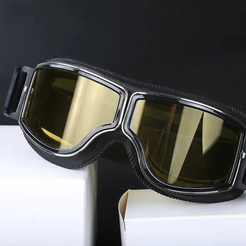 Mandotos retro windproof motorcycle glasses with tinted lenses and sleek design, ideal for riding in open-road style.