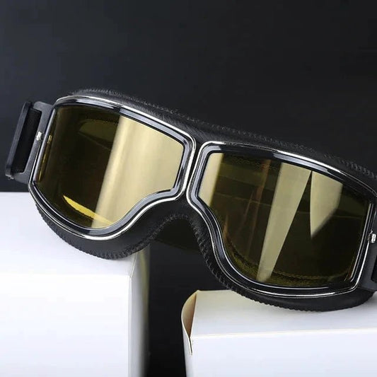 Mandotos retro windproof motorcycle glasses with tinted lenses and sleek design, ideal for riding in open-road style.