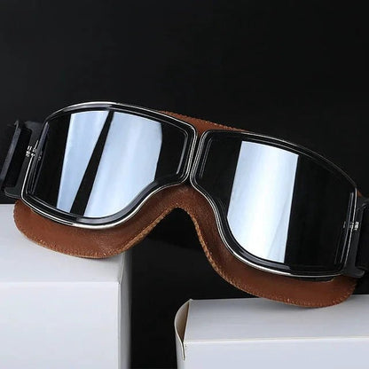 Mandotos retro windproof motorcycle glasses with tinted lenses, designed for protection and style while riding.