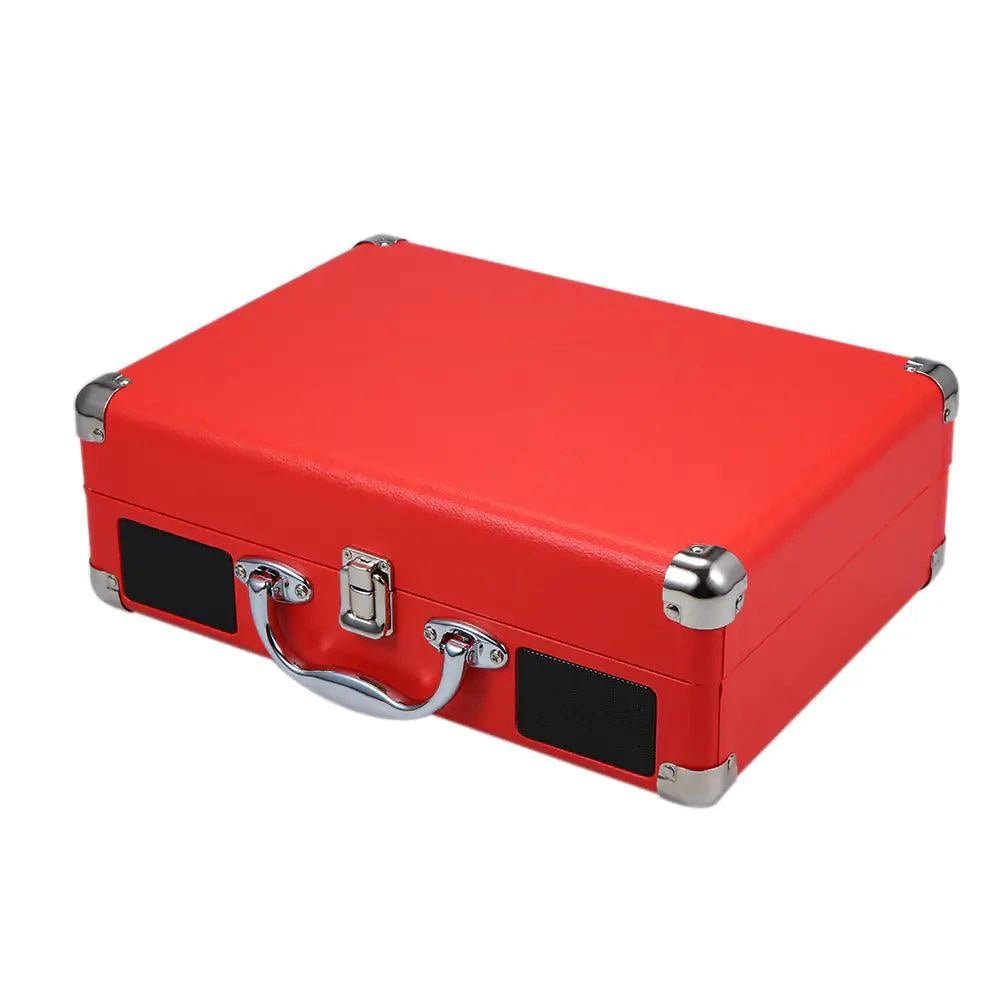 Mandotos RetroSound portable turntable with built-in speakers and vintage design, perfect for playing vinyl records on the go.