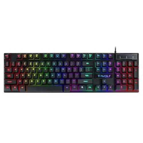 Mandotos RGB backlit gaming keyboard with floating keys, featuring customizable lighting and ergonomic design for gamers.