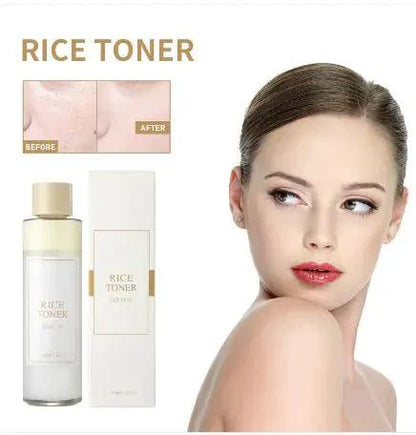 Mandotos Rice Face Toner with hydrating and moisturizing properties, shown in a clear bottle with a white cap.