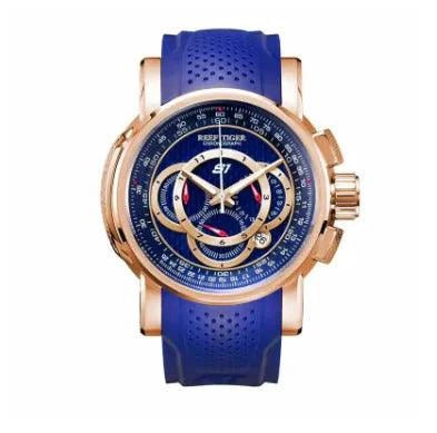 Rose gold men's luxury sport watch by MANDOTOS featuring a sleek design and detailed dial.