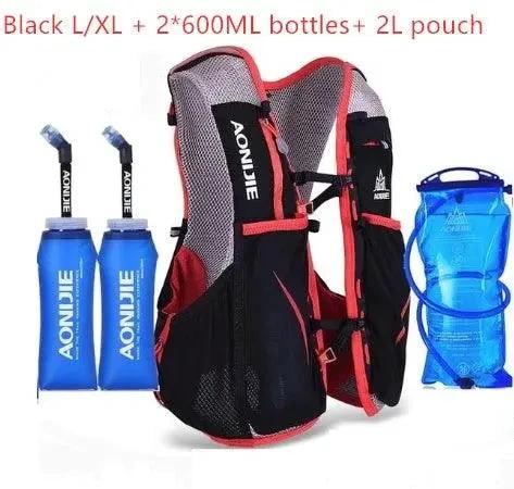 Mandotos running water bag backpack sports vest with adjustable straps and hydration bladder for outdoor activities.
