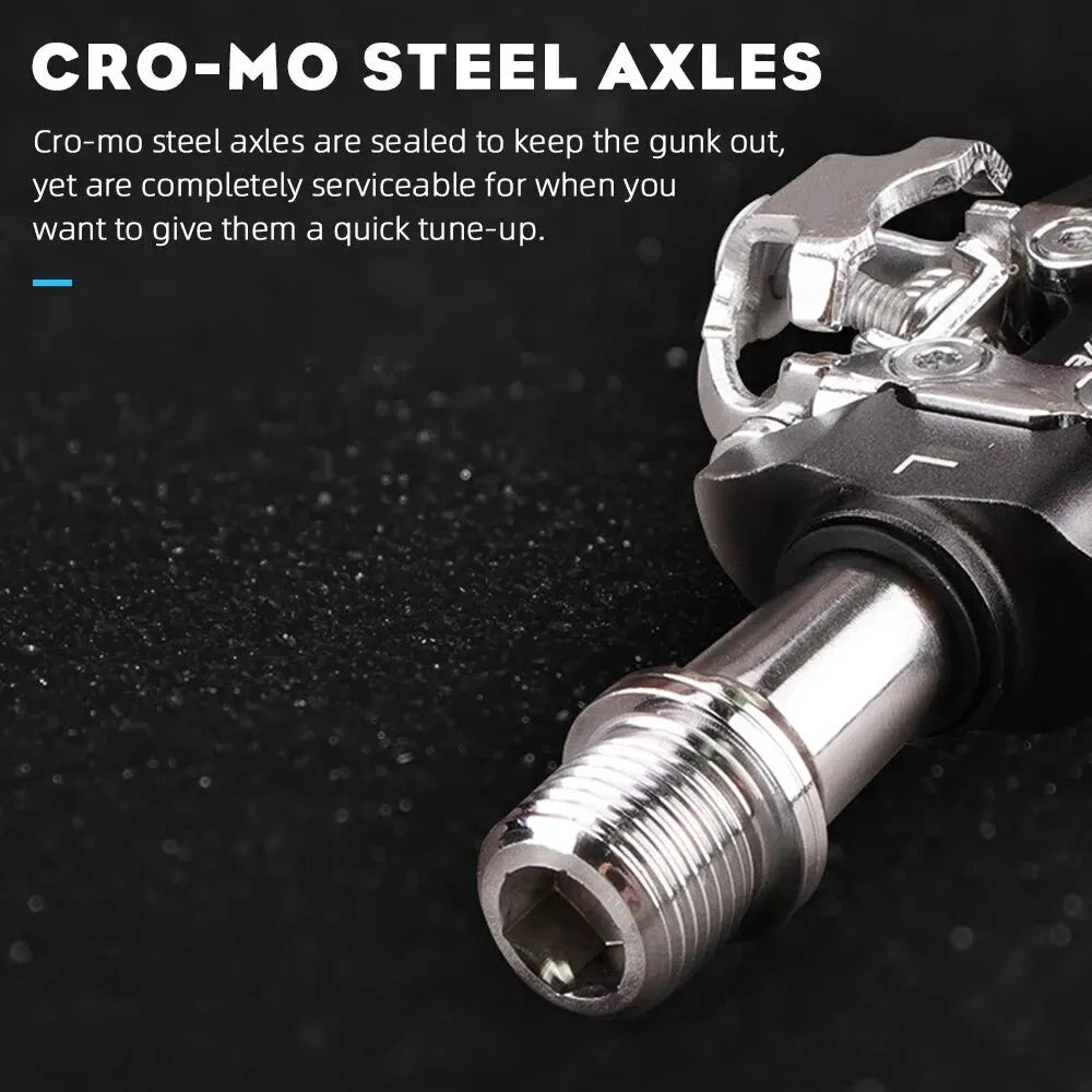 Mandotos RYET MTB clipless pedals with textured surface for secure grip and control during mountain biking adventures.