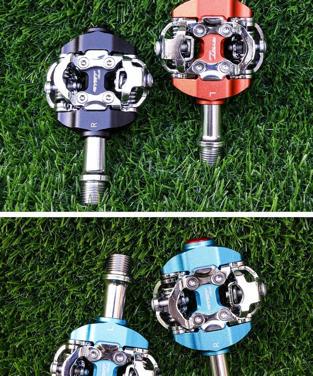 Mandotos RYET MTB clipless pedals with textured surface for enhanced grip and control during mountain biking rides.