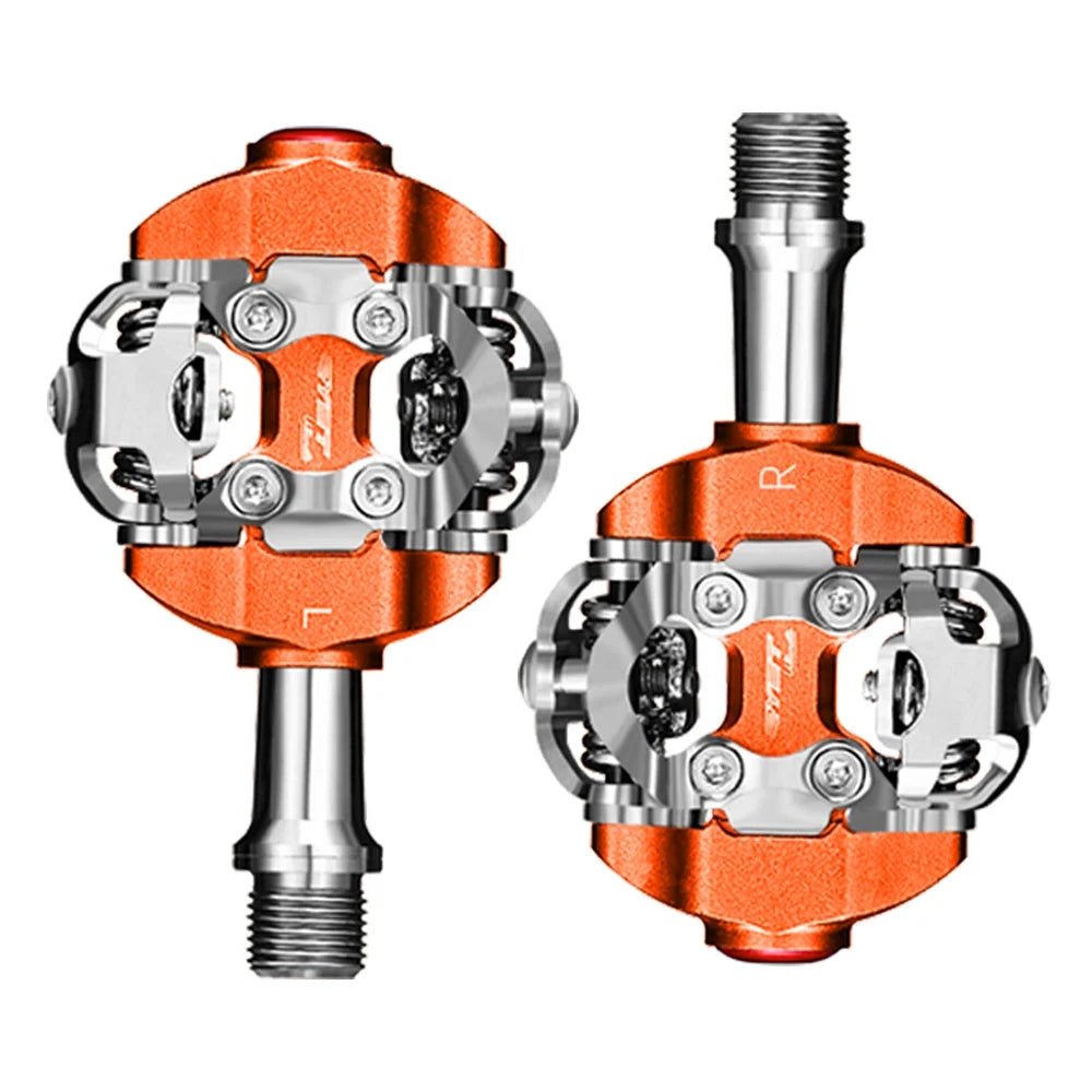Mandotos RYET MTB clipless pedals with textured grip surface for enhanced control during mountain biking rides.