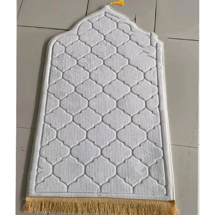 Mandotos Sacred Space prayer mat with intricate patterns, soft fabric, and non-slip backing ideal for daily prayer and meditation.