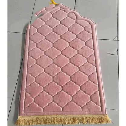 Mandotos Sacred Space prayer mat with intricate design, soft fabric, and non-slip backing for comfortable, respectful prayer sessions.