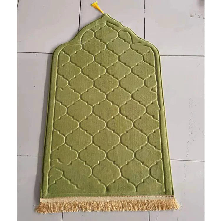Mandotos Sacred Space Prayer Mat with intricate design, soft fabric, and non-slip backing for comfortable prayer practice.
