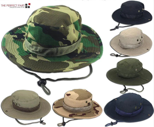 Mandotos Safari Camo Sun Hat with mesh boonie design, ideal for outdoor activities and sun protection.