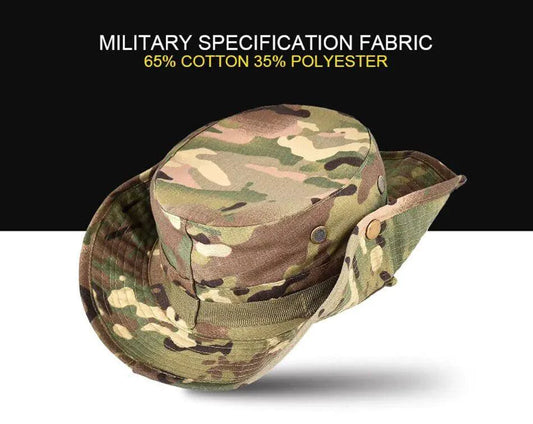 Mandotos safari camo sun hat with mesh boonie design, ideal for outdoor activities and sun protection.