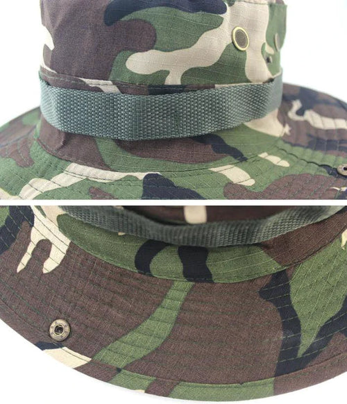 Mandotos Safari Camo Sun Hat with mesh boonie design, ideal for outdoor activities and sun protection.