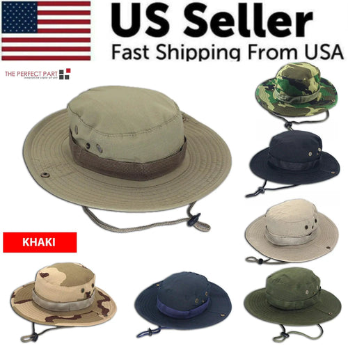 Mandotos safari camo sun hat with mesh boonie style, perfect for outdoor activities and sun protection.