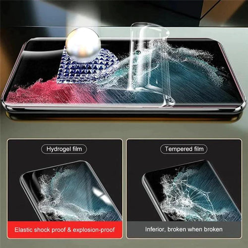 Mandotos Samsung Galaxy S23 and S22 Ultra screen protector, clear and durable for USA models, shown on phone screen.