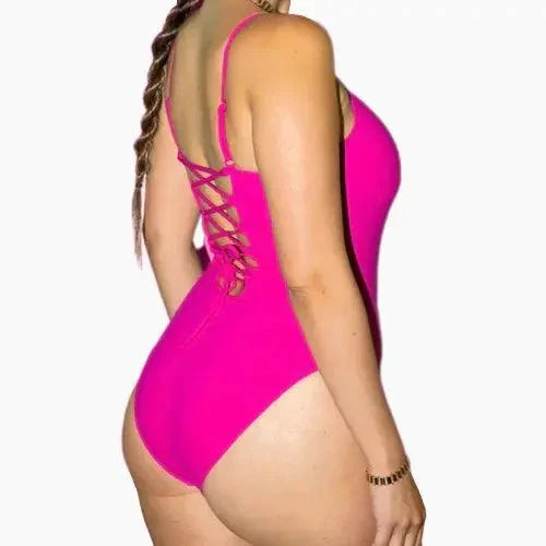 Mandotos Sculpting Beachwear Bodysuit featuring a sleek, form-fitting design with supportive straps and a smooth fabric finish.