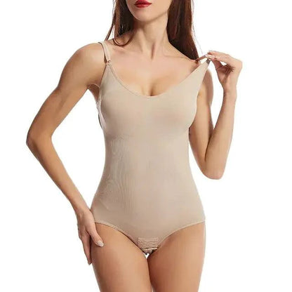 Mandotos seamless contour bodysuit for women, fitted and smooth, shown on a model highlighting its sleek, body-hugging design.