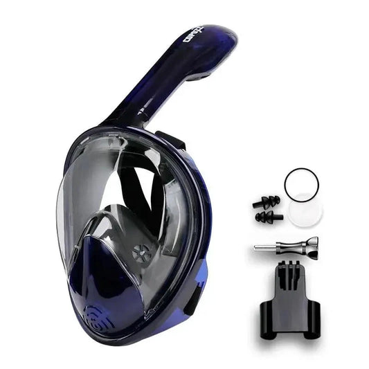 Mandotos seamless snorkel dive mask with clear silicone skirt and adjustable strap, designed for comfortable underwater swimming.