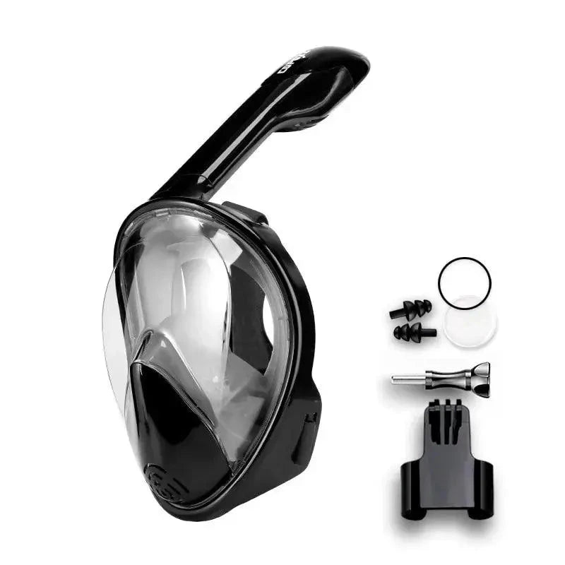 Mandotos seamless snorkel dive mask with clear silicone skirt and adjustable strap, designed for comfortable underwater swimming.