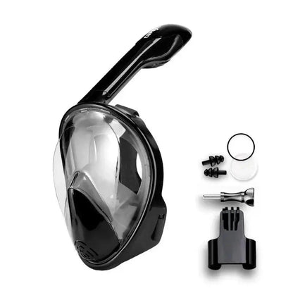 Mandotos seamless snorkel dive mask with clear silicone skirt and adjustable strap, designed for comfortable underwater swimming.