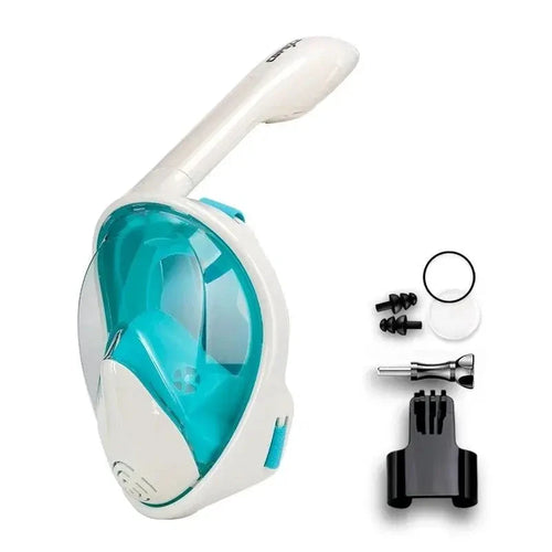 Mandotos seamless snorkel dive mask with clear lens and black strap, designed for comfortable underwater exploration.