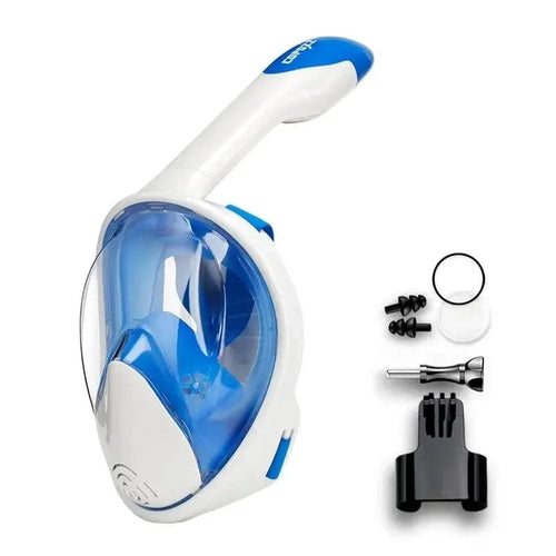 Mandotos seamless snorkel dive mask with clear tempered glass lenses and adjustable straps for comfortable underwater exploration.