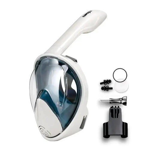 Mandotos seamless snorkel dive mask with clear lens and adjustable straps, designed for comfortable underwater exploration.