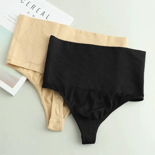 Seamless women's thong by MANDOTOS, smooth and comfortable underwear in neutral color, shown on a model.