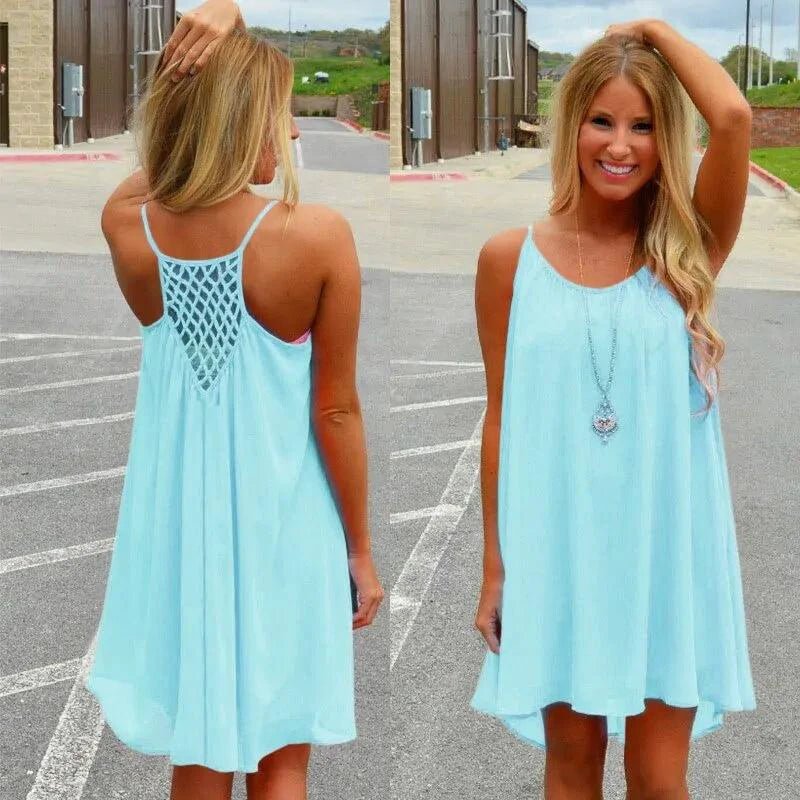 Mandotos Seaside Dream Chiffon Sundress with flowing fabric, perfect for sunny days and effortless summer elegance.
