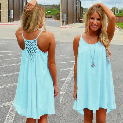 Mandotos Seaside Dream Chiffon Sundress with flowing fabric, perfect for sunny days and effortless summer elegance.
