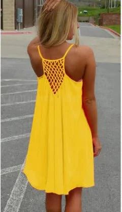 Mandotos Seaside Dream chiffon sundress with flowy fabric and floral pattern, perfect for sunny summer days.